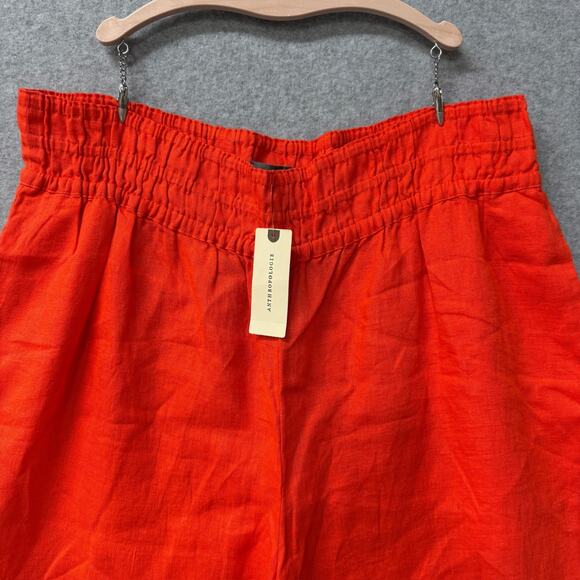 Anthropologie The Somerset Pull On Wide Leg Pants Linen Red / Orange Size M NWT - Picture 2 of 8